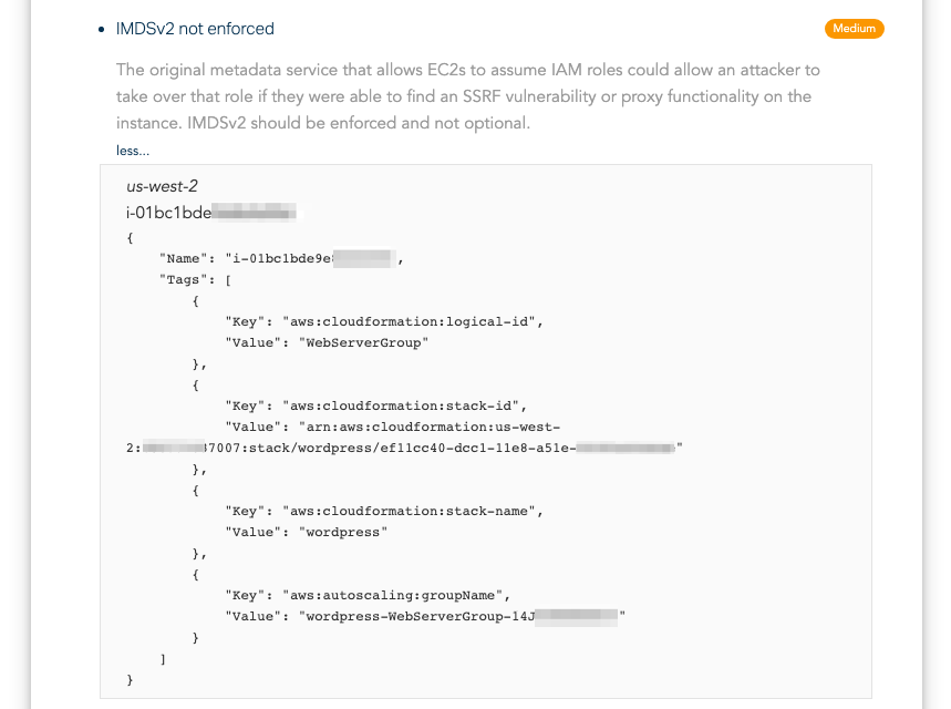 AWS Compliance Reporting Detailed Medium Findings