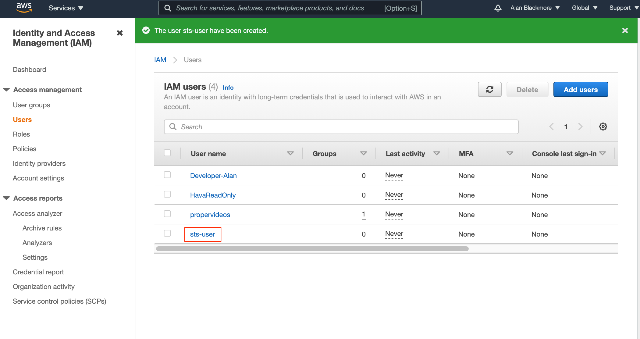 What is aws security token service sts 