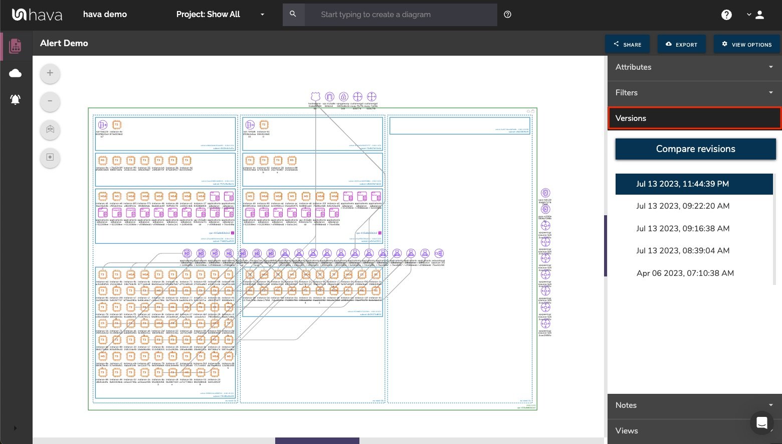 Cloud Diagram Version Control Using Hava