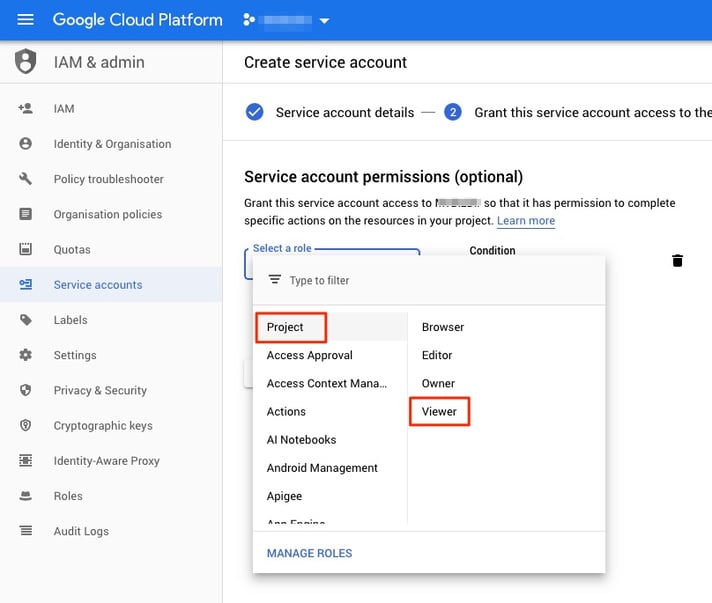 GCP Create Service Account Project